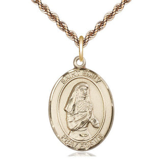 14kt Gold Saint Emily de Vialar Medal Engraved Catholic Saint Jewelry