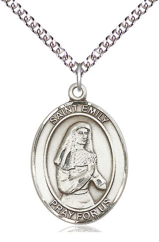 Sterling Silver Saint Emily de Vialar Medal Catholic Jewelry Engraved Catholic Saint Jewelry