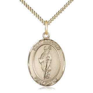 14kt Gold Filled Saint Gregory the Great Medal Catholic Jewelry Engraved Catholic Saint Jewelry