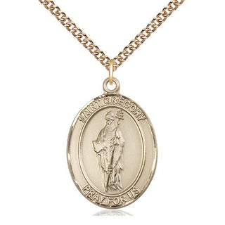 14kt Gold Filled Saint Gregory the Great Medal Catholic Jewelry Engraved Catholic Saint Jewelry