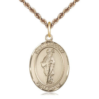 14kt Gold Filled Saint Gregory the Great Medal Catholic Jewelry Engraved Catholic Saint Jewelry