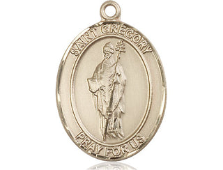 14kt Gold Saint Gregory the Great Medal Engraved Catholic Saint Jewelry