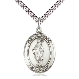 Pewter Saint Gregory the Great Medal Catholic Jewelry Engraved Catholic Saint Jewelry