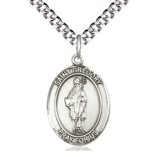 Pewter Saint Gregory the Great Medal Catholic Jewelry Engraved Catholic Saint Jewelry