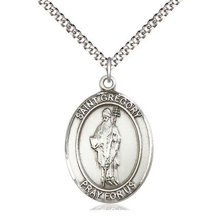 Pewter Saint Gregory the Great Medal Catholic Jewelry Engraved Catholic Saint Jewelry