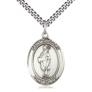 Pewter Saint Gregory the Great Medal Catholic Jewelry Engraved Catholic Saint Jewelry