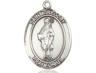 Sterling Silver Saint Gregory the Great Medal Catholic Jewelry Engraved Catholic Saint Jewelry