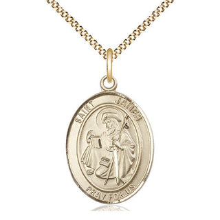14kt Gold Filled Saint James the Greater Medal Catholic Jewelry Engraved Catholic Saint Jewelry