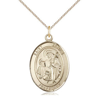 14kt Gold Filled Saint James the Greater Medal Catholic Jewelry Engraved Catholic Saint Jewelry