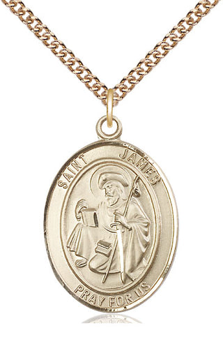 14kt Gold Filled Saint James the Greater Medal Catholic Jewelry Engraved Catholic Saint Jewelry