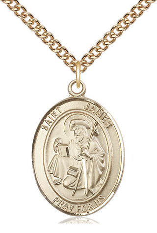 14kt Gold Filled Saint James the Greater Medal Catholic Jewelry Engraved Catholic Saint Jewelry