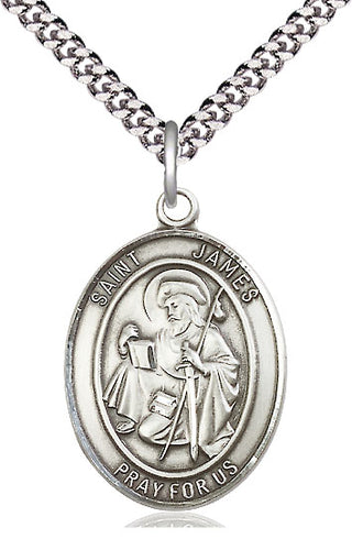 Pewter Saint James the Greater Medal Catholic Jewelry Engraved Catholic Saint Jewelry