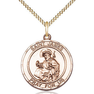 14kt Gold Filled Saint James the Greater Medal Catholic Jewelry Engraved Catholic Saint Jewelry