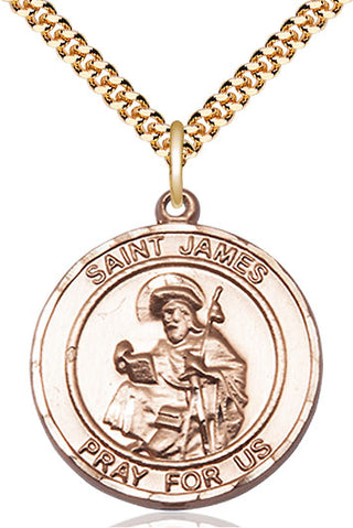14kt Gold Filled Saint James the Greater Medal Catholic Jewelry Engraved Catholic Saint Jewelry