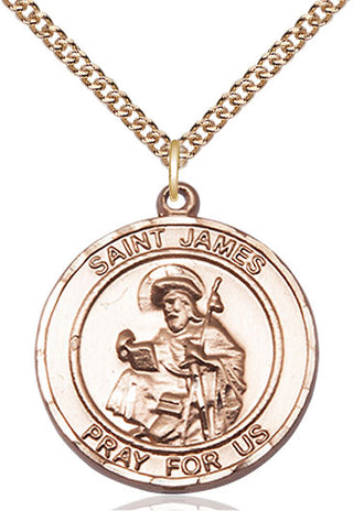14kt Gold Saint James the Greater Medal Engraved Catholic Saint Jewelry