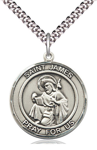 Pewter Saint James the Greater Medal Catholic Jewelry Engraved Catholic Saint Jewelry