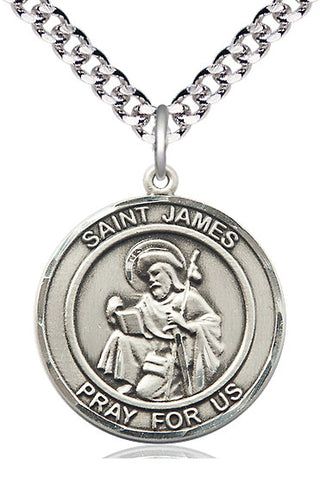 Pewter Saint James the Greater Medal Catholic Jewelry Engraved Catholic Saint Jewelry