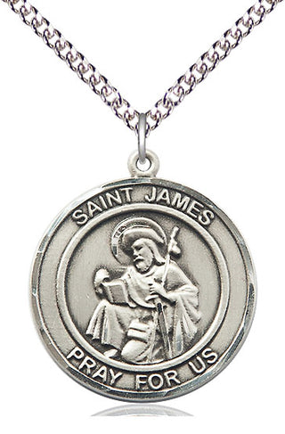 Sterling Silver Saint James the Greater Medal Catholic Jewelry Engraved Catholic Saint Jewelry