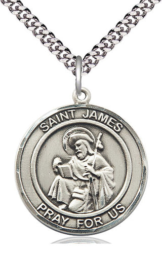 Sterling Silver Saint James the Greater Medal Catholic Jewelry Engraved Catholic Saint Jewelry