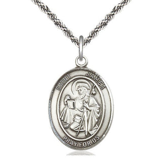 Sterling Silver Saint James the Greater Medal Catholic Jewelry Engraved Catholic Saint Jewelry
