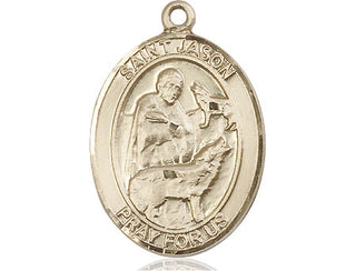14kt Gold Filled Saint Jason Medal Engraved Catholic Saint Jewelry