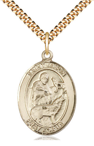 14kt Gold Filled Saint Jason Medal Catholic Jewelry Engraved Catholic Saint Jewelry