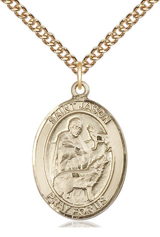 14kt Gold Filled Saint Jason Medal Catholic Jewelry Engraved Catholic Saint Jewelry
