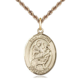 14kt Gold Filled Saint Jason Medal Catholic Jewelry Engraved Catholic Saint Jewelry