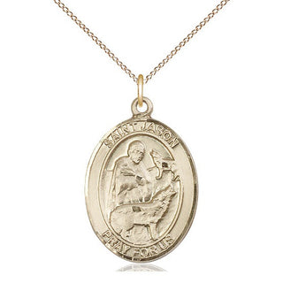 14kt Gold Saint Jason Medal Engraved Catholic Saint Jewelry