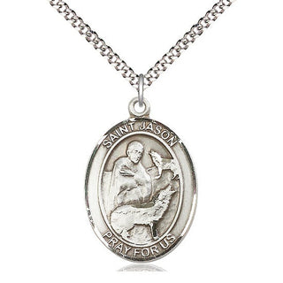 Pewter Saint Jason Medal Catholic Jewelry Engraved Catholic Saint Jewelry