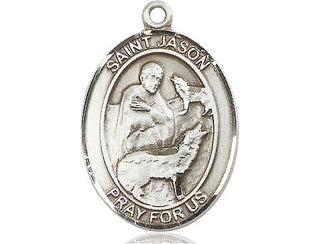 Sterling Silver Saint Jason Medal Catholic Jewelry Engraved Catholic Saint Jewelry