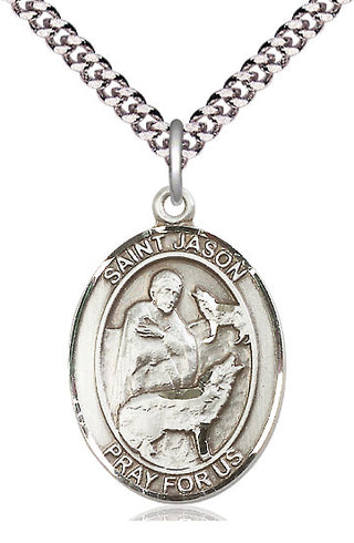 Sterling Silver Saint Jason Medal Catholic Jewelry Engraved Catholic Saint Jewelry