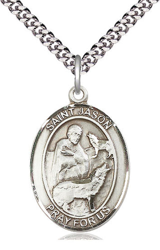 Sterling Silver Saint Jason Medal Catholic Jewelry Engraved Catholic Saint Jewelry