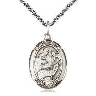 Sterling Silver Saint Jason Medal Catholic Jewelry Engraved Catholic Saint Jewelry