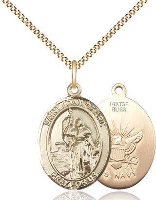 14kt Gold Filled Saint Joan of Arc Navy Medal Catholic Jewelry