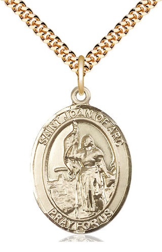 14kt Gold Filled Saint Joan of Arc Medal Catholic Jewelry Engraved Catholic Saint Jewelry
