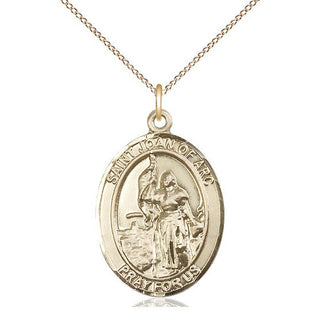 14kt Gold Saint Joan of Arc Medal Engraved Catholic Saint Jewelry