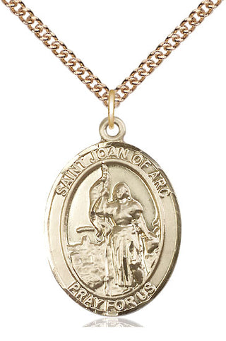 14kt Gold Saint Joan of Arc Medal Engraved Catholic Saint Jewelry