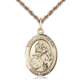 14kt Gold Saint Joan of Arc Medal Engraved Catholic Saint Jewelry