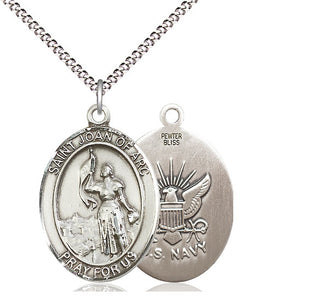 Pewter Saint Joan of Arc Navy Medal Catholic Jewelry