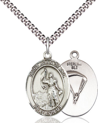 Pewter Saint Joan of Arc Paratrooper Medal Catholic Jewelry