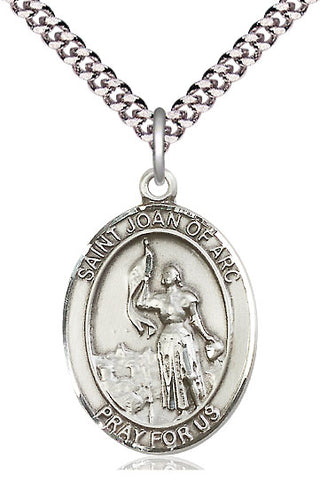 Pewter Saint Joan of Arc Medal Catholic Jewelry Engraved Catholic Saint Jewelry