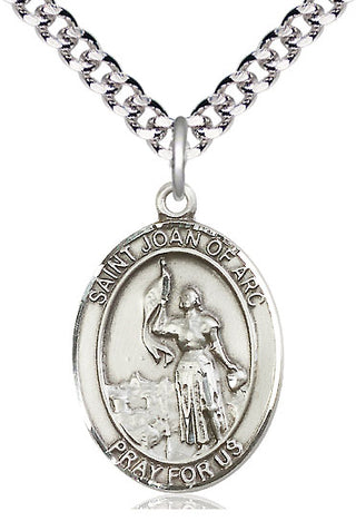 Pewter Saint Joan of Arc Medal Catholic Jewelry Engraved Catholic Saint Jewelry