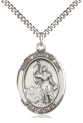 Pewter Saint Joan of Arc Medal Catholic Jewelry Engraved Catholic Saint Jewelry