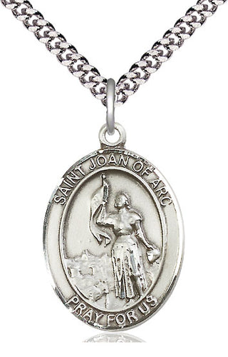 Pewter Saint Joan of Arc Medal Catholic Jewelry Engraved Catholic Saint Jewelry