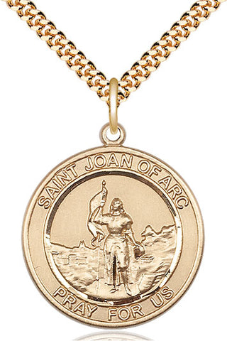 14kt Gold Filled Saint Joan of Arc Medal Catholic Jewelry Engraved Catholic Saint Jewelry