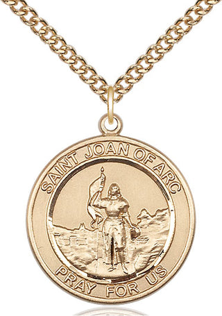 14kt Gold Filled Saint Joan of Arc Medal Catholic Jewelry Engraved Catholic Saint Jewelry