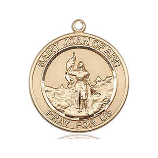 14kt Gold Saint Joan of Arc Medal Engraved Catholic Saint Jewelry