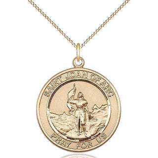 14kt Gold Saint Joan of Arc Medal Engraved Catholic Saint Jewelry