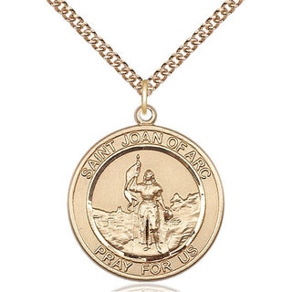 14kt Gold Saint Joan of Arc Medal Engraved Catholic Saint Jewelry
